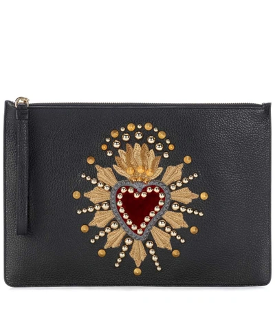 Dolce & Gabbana Embellished Leather Pouch In Female