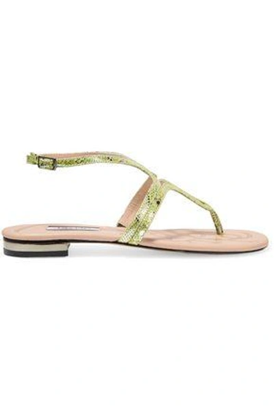 Lucy Choi London Woman Iago Snake-effect Metallic Leather Sandals ...