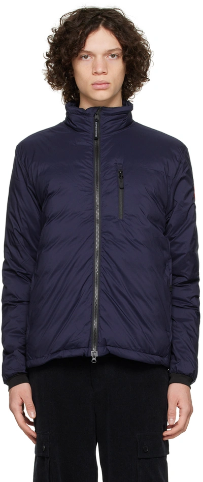 Canada Goose Navy Lodge Down Jacket In Blue