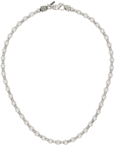 Emanuele Bicocchi Bead-embellished Pearl Necklace In Silver