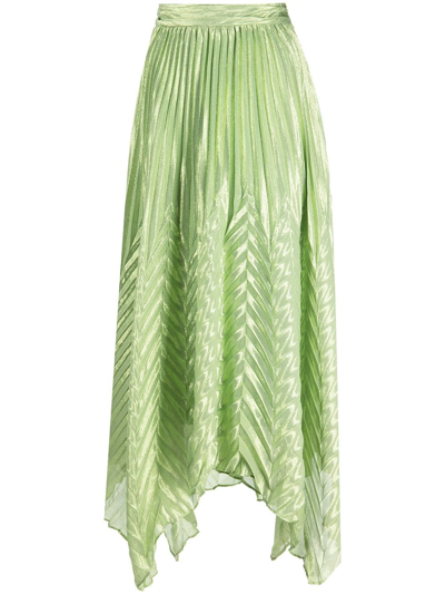 Jonathan Simkhai Pleated Silk-blend Midi Skirt In Celery