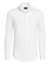 Giorgio Armani Seersucker Herringbone Cotton Sport Shirt In Off White