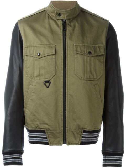Just Cavalli Leather Sleeves Jacket | ModeSens