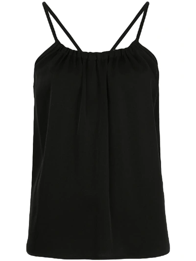 Vince Gathered Scoop-neck Camisole Top In Black