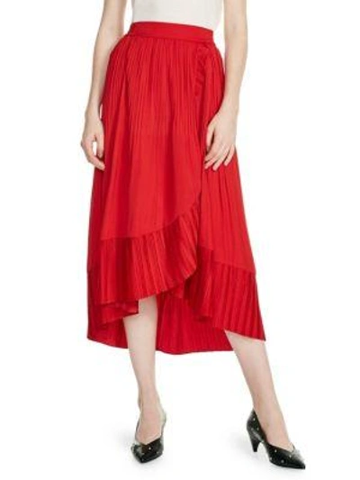 Maje Jonette Pleated Skirt In Bright Red