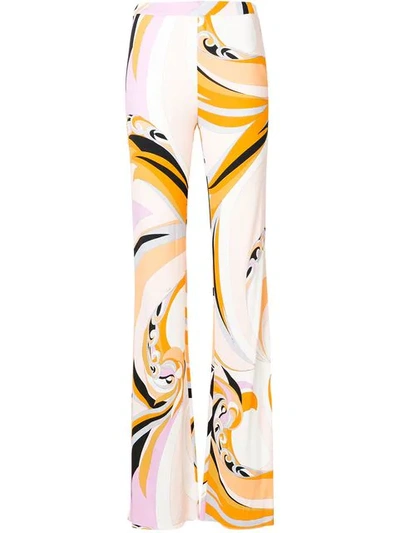 Emilio Pucci Printed Silk-blend Wide-leg Trousers In Multicolor