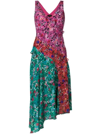 Saloni Aggie Ruffled Floral-print Silk Midi Dress In Pink Meadow