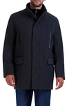 Cole Haan Plush Wool Blend Coat In Charcoal