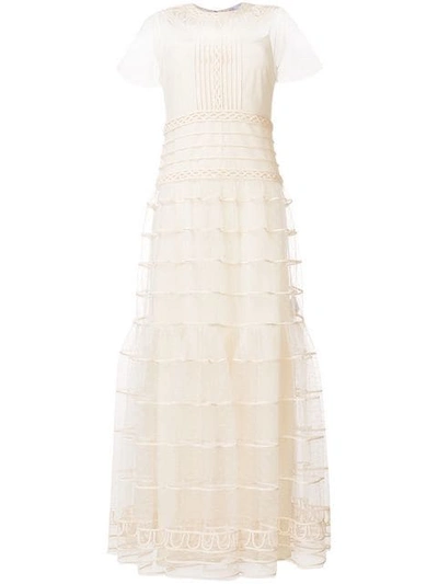 Red Valentino Embroidered Mesh Dress In Ivory