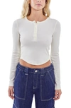 Bdg Urban Outfitters Acid Wash Placket Crop Henley In Beige