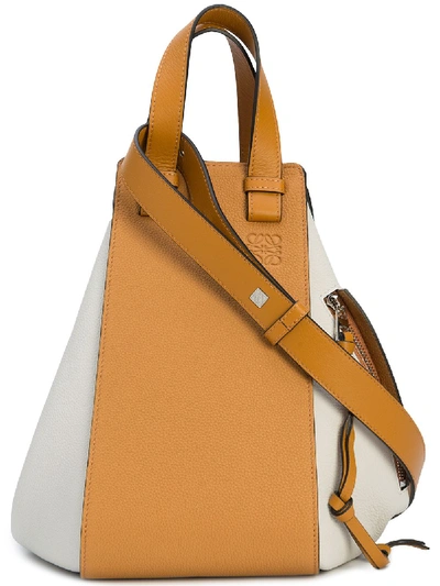 Loewe Hammock Medium Colorblock Leather Satchel Bag In White