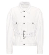 Proenza Schouler Pswl Belted Button-down Denim Jackets In White