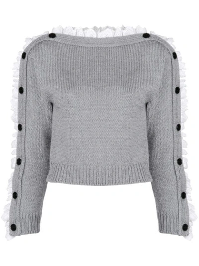 Philosophy Di Lorenzo Serafini Lace Trimmed Pullover In Grey