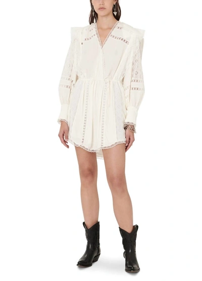 Iro Cassie V-neck Mini Dress In Ecru In Beige