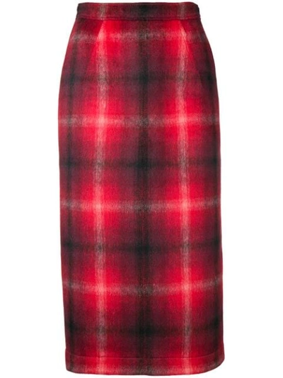 N°21 Red Plaid Flannel Pencil Skirt