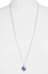 Kendra Scott Kacey Pendant Necklace In Navy Dusted Glass/ Rose Gold