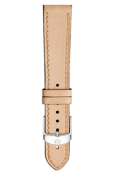 Michele 16mm Calfskin Leather Watch Strap In Tan