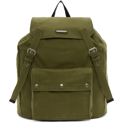 Saint Laurent Noe Washed-canvas Backpack - Army Green - One Siz