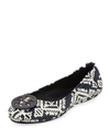 Tory Burch Women's Minnie Floral Print Leather Travel Ballet Flats In Painted Iris
