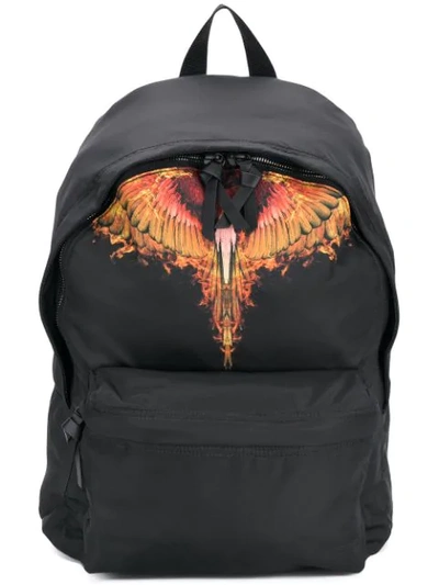 Marcelo Burlon County Of Milan Flame Wings Nylon Backpack In Black