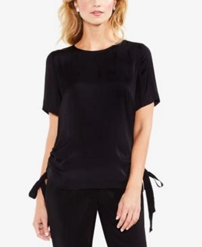 Vince Camuto Side Drawstring Rumple Blouse In Rich Black