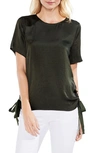 Vince Camuto Side Drawstring Rumple Blouse In Rich Olive