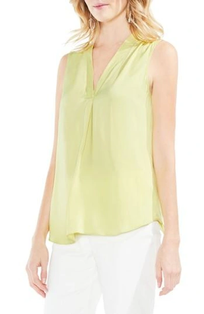 Vince Camuto Sleeveless V-neck Rumple Blouse In Mint Lime