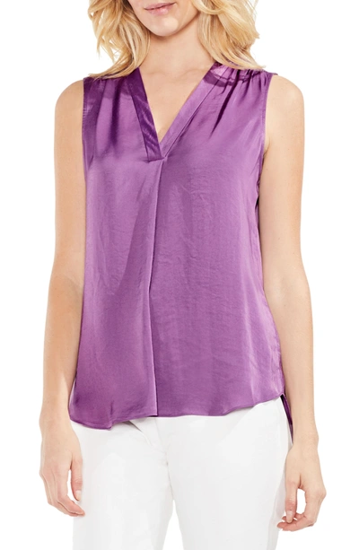Vince Camuto Sleeveless V-neck Rumple Blouse In Tulip