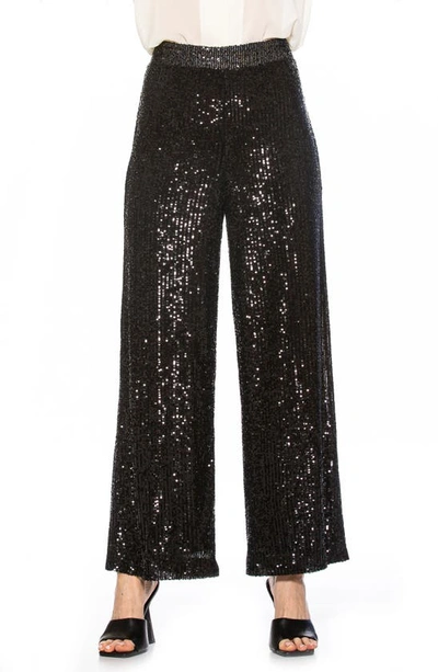 Alexia Admor Illy Wide Leg Sequin Pants In Black