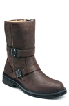 Karl Lagerfeld Faux Shearling Lined Double Buckle Boot In Brown