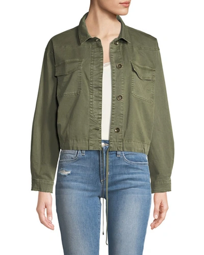 Ella Moss Button-down Military-style Cotton Jacket In Army