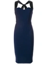 Victoria Beckham Cross-back Fitted Dress - Blue