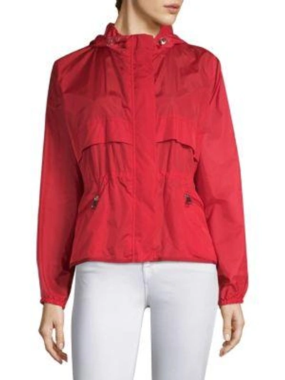 Moncler Hooded Zip-front Jacket In Red