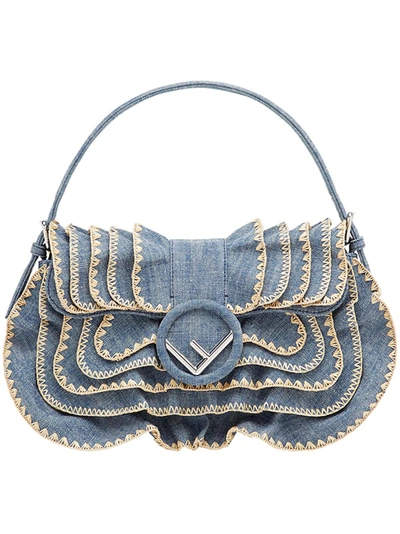 Fendi Denim Frill Bag - Blue