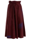 Acne Studios Embroidered Paperbag-waist Cotton Midi Skirt In Red Wine