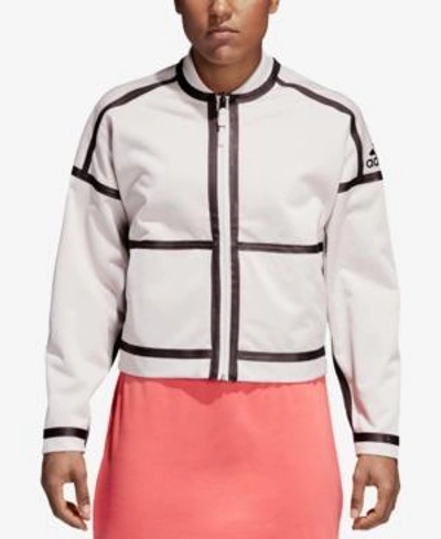 Adidas Originals Women's Athletics Zne Reversible Bomber Jacket, White In Chalk Pearl