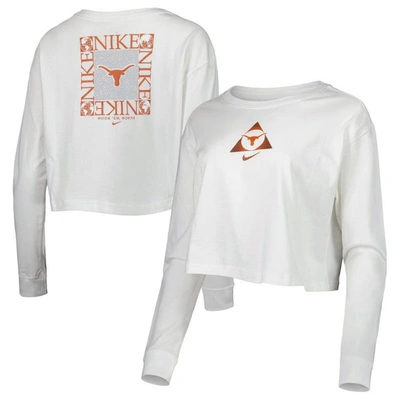 Nike White Texas Longhorns Seasonal Cropped Long Sleeve T-shirt