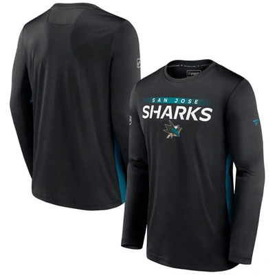 Fanatics Branded Black San Jose Sharks Authentic Pro Rink Performance Long Sleeve T-shirt