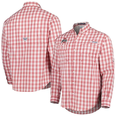 Columbia Scarlet Ohio State Buckeyes Super Tamiami Omni-wick Long Sleeve Button-down Shirt