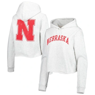 League Collegiate Wear Ash Nebraska Huskers 2-hit 1636 Cropped Pullover Hoodie