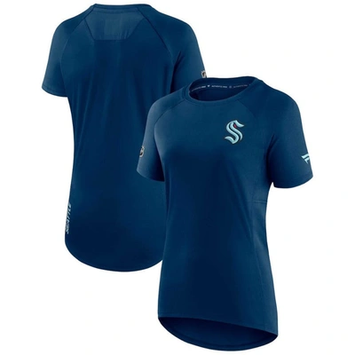 Fanatics Branded Deep Sea Blue Seattle Kraken Authentic Pro Rink Raglan Tech T-shirt