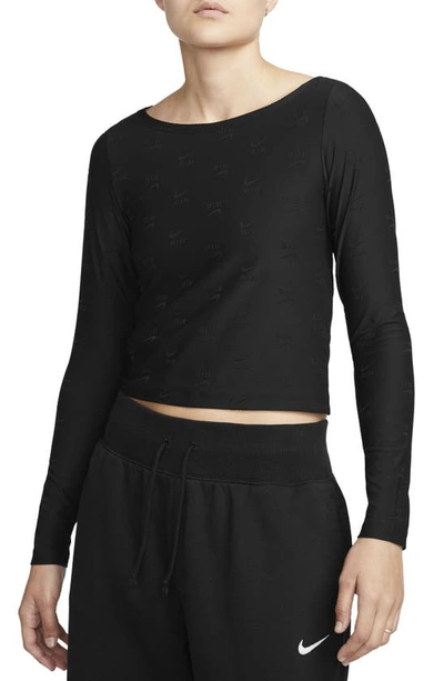 Nike Sportswear Air Long Sleeve T-shirt In Black/ White