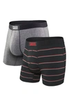 Saxx Vibe Super Soft 2-pack Slim Fit Boxer Briefs In Grey/shallow Stripe