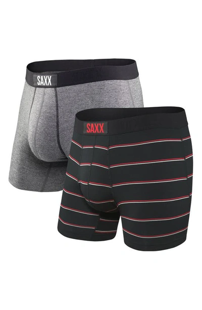 Saxx Vibe Super Soft 2-pack Slim Fit Boxer Briefs In Grey/shallow Stripe