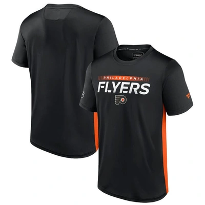 Fanatics Men's  Branded Black, Orange Philadelphia Flyers Authentic Pro Rink Tech T-shirt In Black,orange