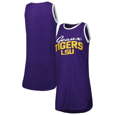 Concepts Sport Women's  Purple And White Lsu Tigers Tank Nightshirt In Purple,white