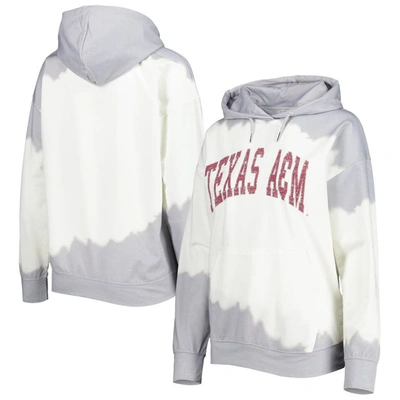 Gameday Couture Women's  White, Gray Distressed Texas A&m Aggies For The Fun Double Dip-dyed Pullover In White,gray