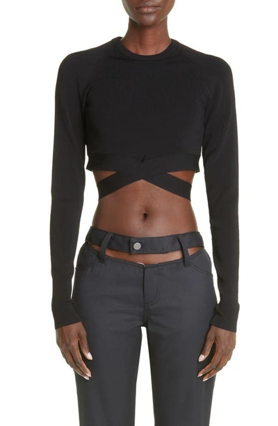 K.ngsley Gender Inclusive Racehim Cutout Wool Blend Pants In Black
