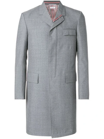 Thom Browne High Armhole Chesterfield With Red, White And Blue Selvedge Placement In School Uniform  In Grey
