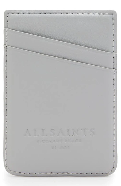 Allsaints Callie Leather Card Case In Cement Grey